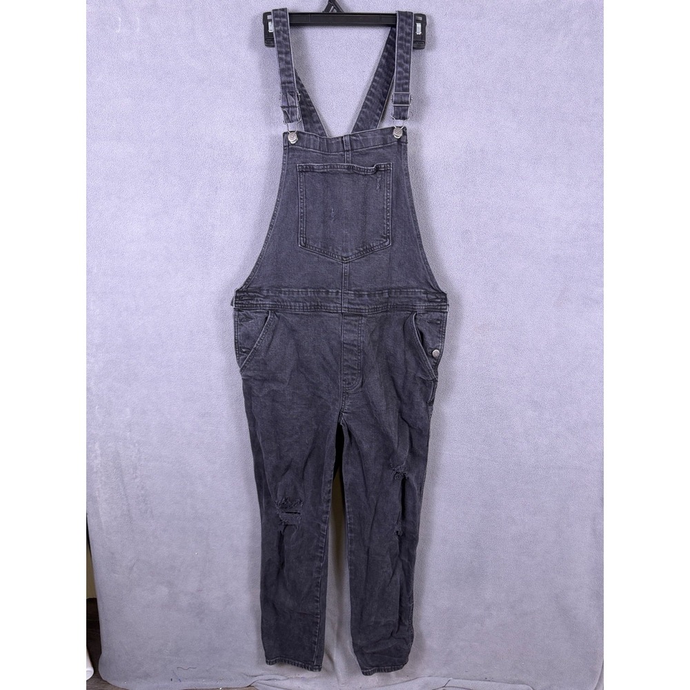 Old Navy Womens Overalls Size 14 Black Denim Distressed